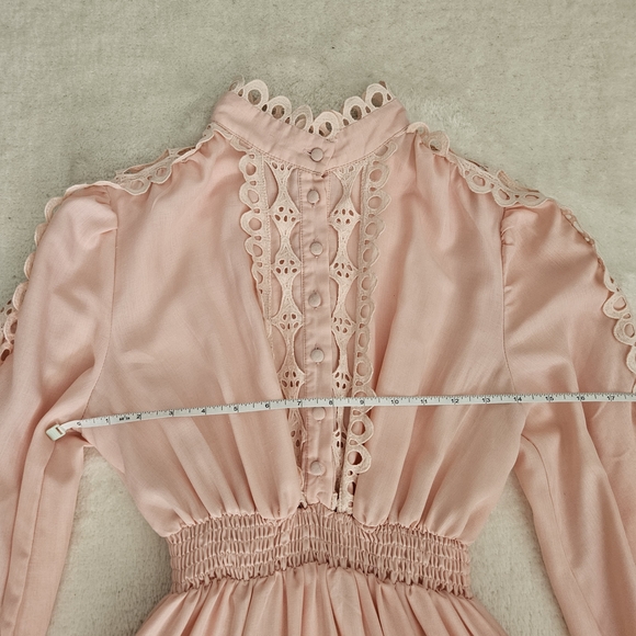 Pink Lace Dress Size S Cottagecore Feminine Coquette Girl Pastel Ruffle Bohemian - Picture 8 of 13